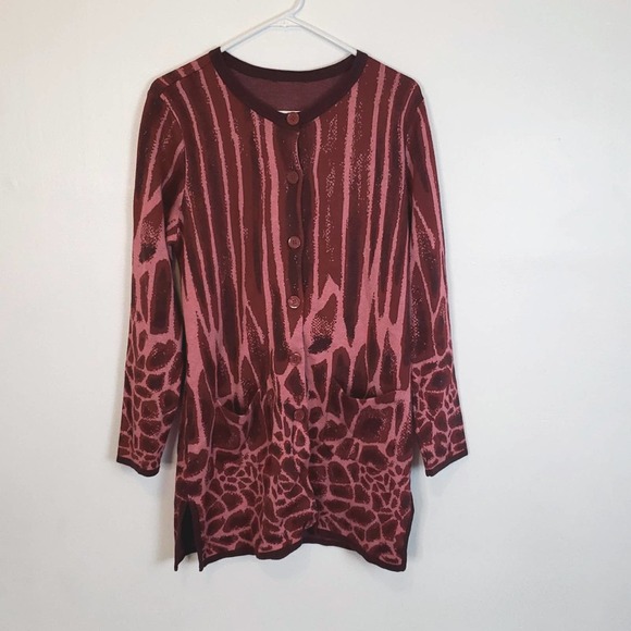 QVC Purple Pink Open Front Cardigan size L - Picture 2 of 5